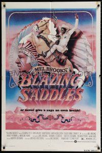 1p104 BLAZING SADDLES 1sh '74 classic Mel Brooks western, art of Cleavon Little by Alvin!