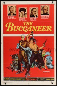 1p137 BUCCANEER 1sh R65 Yul Brynner, Charlton Heston, directed by Anthony Quinn!