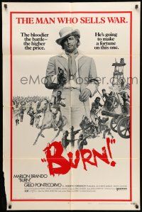 1p145 BURN style A 1sh '70 Marlon Brando profiteers from war, directed by Gillo Pontecorvo!