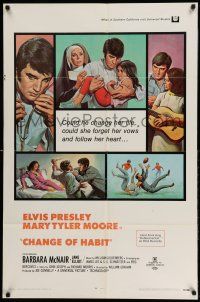 1p168 CHANGE OF HABIT 1sh '69 Dr. Elvis Presley, pretty Mary Tyler Moore as nun!