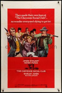 1p174 CHEYENNE SOCIAL CLUB 1sh '70 Jimmy Stewart, Henry Fonda w/guns & ladies of the night!