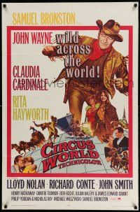 1p182 CIRCUS WORLD 1sh '65 Claudia Cardinale, John Wayne at his toughest!