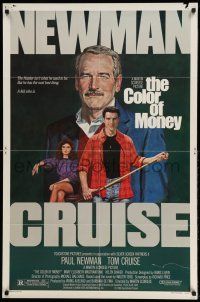 1p191 COLOR OF MONEY 1sh '86 Robert Tanenbaum artwork of Paul Newman & Tom Cruise playing pool!