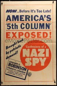1p197 CONFESSIONS OF A NAZI SPY 1sh R40s Edward G. Robinson, World War II, back by patriotic demand