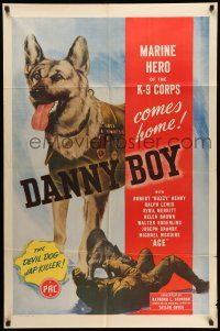 1p225 DANNY BOY 1sh '46 U.S. Marine K-9 Corps German Shepherd dog hero in uniform!