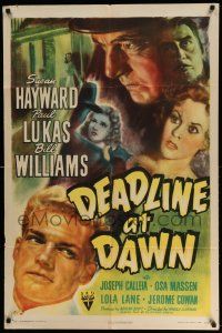 1p232 DEADLINE AT DAWN style A 1sh '46 Susan Hayward, by Clifford Odets from Cornel Woolrich's novel