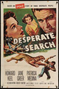 1p241 DESPERATE SEARCH 1sh '52 Jane Greer & Howard Keel trapped in the wild, Patricia Medina!