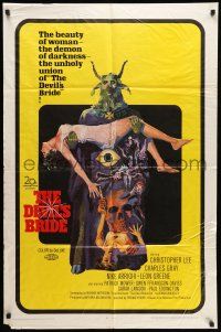 1p248 DEVIL'S BRIDE 1sh '68 wild art, the union of the beauty of woman and the demon of darkness!