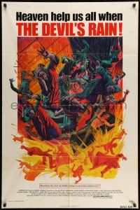 1p250 DEVIL'S RAIN 1sh '75 Ernest Borgnine, William Shatner, Anton Lavey, cool Mort Kunstler art!