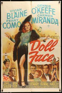 1p261 DOLL FACE 1sh '45 sexy full-length Vivian Blaine & Carmen Miranda, Perry Como, O'Keefe