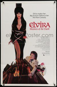 1p286 ELVIRA MISTRESS OF THE DARK 1sh '88 great image of sexy Cassandra Peterson tied to stake!