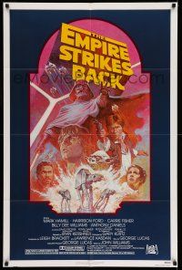 1p290 EMPIRE STRIKES BACK 1sh R82 George Lucas sci-fi classic, cool artwork by Tom Jung!
