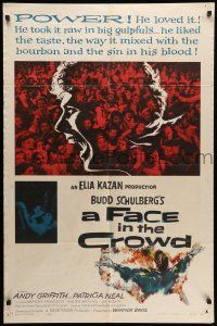1p297 FACE IN THE CROWD 1sh '57 Andy Griffith took it raw like his bourbon & his sin, Elia Kazan