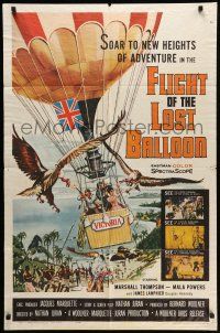 1p333 FLIGHT OF THE LOST BALLOON 1sh '61 Marshall Thompson, Mala Powers, cool action art!