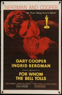 1p347 FOR WHOM THE BELL TOLLS 1sh R57 c/u of Gary Cooper & Ingrid Bergman, Hemingway!