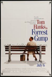 1p350 FORREST GUMP advance 1sh '94 Tom Hanks sits on bench, Robert Zemeckis classic!