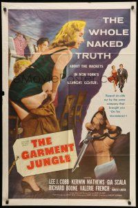 1p364 GARMENT JUNGLE 1sh '57 Lee J. Cobb, the whole naked truth about New York's garment center!