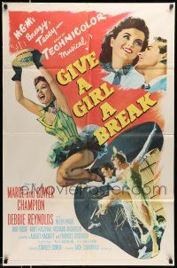 1p380 GIVE A GIRL A BREAK 1sh '53 great image of Marge & Gower Champion dancing, Debbie Reynolds!