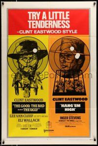 1p396 GOOD, THE BAD & THE UGLY/HANG 'EM HIGH 1sh '69 Clint Eastwood, try a little tenderness!