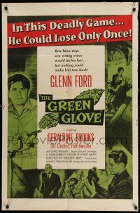 1p405 GREEN GLOVE 1sh '52 every man is Glenn Ford's enemy & every woman is a trap, cool art!