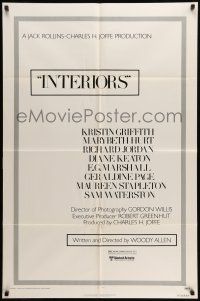 1p500 INTERIORS 1sh '78 Diane Keaton, Mary Beth Hurt, E.G. Marshall, Woody Allen!