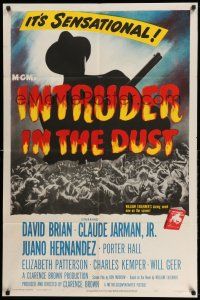 1p503 INTRUDER IN THE DUST 1sh '49 William Faulkner, silhouette of man with rifle over huge crowd!