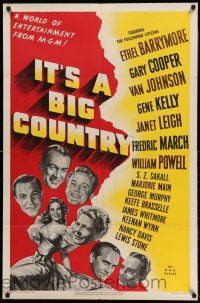 1p515 IT'S A BIG COUNTRY 1sh '51 Gary Cooper, Janet Leigh, Gene Kelly & other major stars!