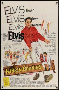1p543 KISSIN' COUSINS 1sh '64 hillbilly Elvis Presley and his lookalike Army twin!
