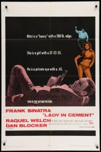 1p549 LADY IN CEMENT 1sh '68 Frank Sinatra with a .45 & sexy Raquel Welch with a 37-22-35!