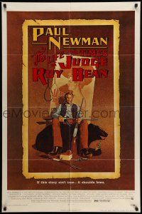 1p569 LIFE & TIMES OF JUDGE ROY BEAN 1sh '72 John Huston, art of Paul Newman by Richard Amsel!