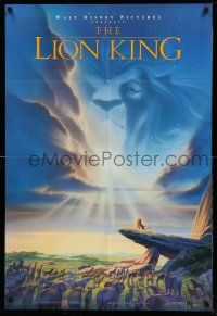 1p574 LION KING DS 1sh '94 Disney Africa jungle cartoon, Simba on Pride Rock with Mufasa in sky!