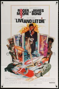 1p578 LIVE & LET DIE no-TA style 1sh '73 art of Roger Moore as James Bond by Robert McGinnis!