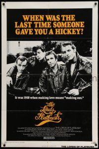 1p589 LORDS OF FLATBUSH 1sh '74 cool portrait of Fonzie, Rocky, & Perry as greasers in leather