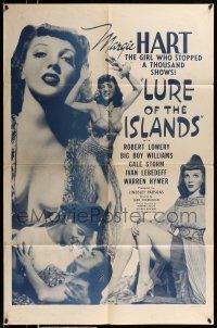 1p605 LURE OF THE ISLANDS 1sh R50s sexy Margie Hart, the girl who stopped a thousand shows!