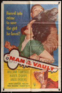 1p617 MAN IN THE VAULT 1sh '56 directed by Andrew V. McLaglen, sexy two-timing Anita Ekberg!