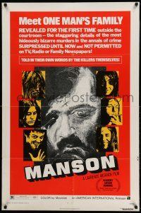 1p619 MANSON 1sh '73 Charles Manson, Lynette 'Squeaky' Fromme, AIP killer documentary!
