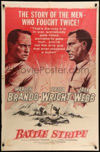 1p628 MEN 1sh R57 Battle Stripe, very first Marlon Brando, Jack Webb, directed by Fred Zinnemann!