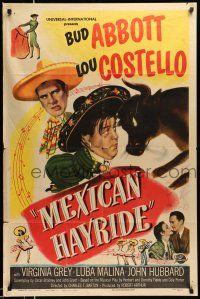 1p630 MEXICAN HAYRIDE 1sh '48 matador Abbott & Costello in Mexico, great art!