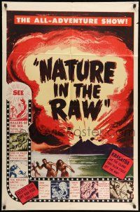 1p668 NATURE IN THE RAW 1sh '60s cool art of volcano exploding, all adventure show!