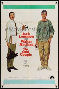 1p694 ODD COUPLE 1sh '68 art of best friends Walter Matthau & Jack Lemmon by Robert McGinnis!