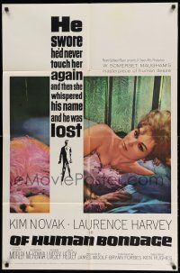 1p695 OF HUMAN BONDAGE 1sh '64 super sexy Kim Novak can't help being what she is!