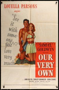 1p708 OUR VERY OWN style B 1sh '50 different art of sexy Ann Blyth & Farley Granger!