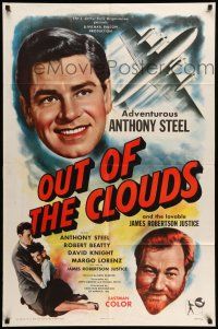 1p709 OUT OF THE CLOUDS 1sh '57 airplane pilot Anthony Steel, James Robertson Justice