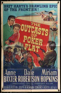 1p710 OUTCASTS OF POKER FLAT 1sh '52 Anne Baxter, Dale Robertson & Hopkins in Bret Harte story!