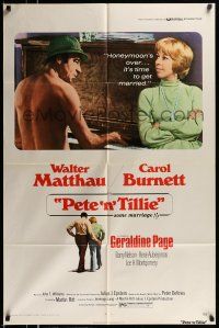1p726 PETE 'N' TILLIE 1sh '73 naked Walter Matthau plays piano for Carol Burnett, Martin Ritt