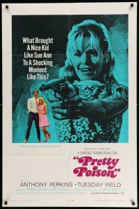 1p737 PRETTY POISON style B 1sh '68 psycho Anthony Perkins & crazy Tuesday Weld!