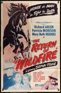 1p763 RETURN OF WILDFIRE 1sh '48 western cowboy Richard Arlen, Patricia Morison, poker!