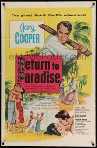 1p764 RETURN TO PARADISE 1sh '53 art of Gary Cooper, from James A. Michener's story!