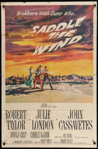 1p791 SADDLE THE WIND 1sh '57 artwork of John Cassavetes, Robert Taylor & Julie London!