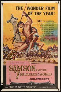 1p796 SAMSON & THE 7 MIRACLES OF THE WORLD 1sh '62 Maciste Alla Corte Del Gran Khan, sexy art!